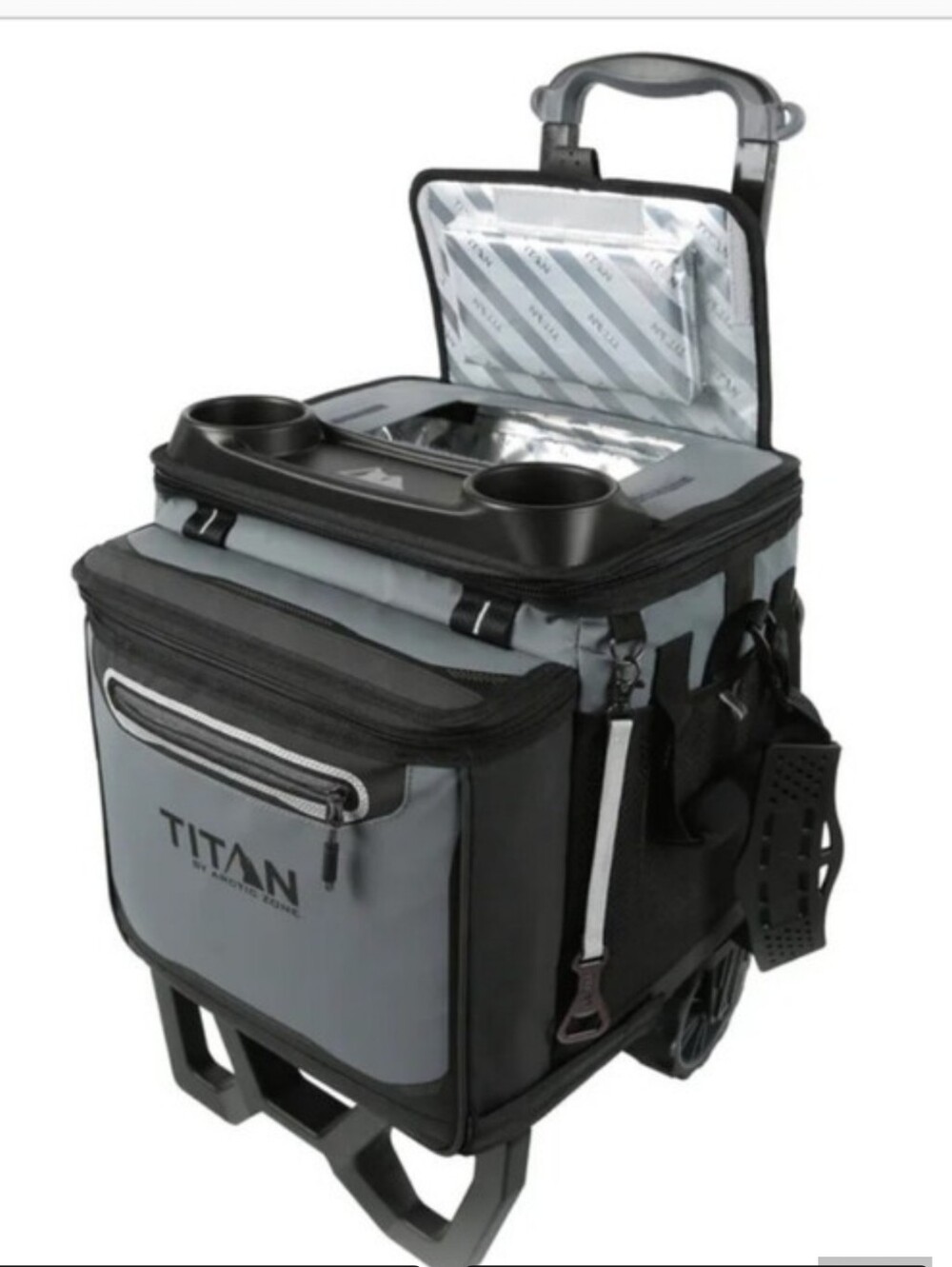 Titan Deep Freeze 60-Can Rolling Cooler w/ All-Terrain Cart Collapsible Wheeled - Picture 2 of 10